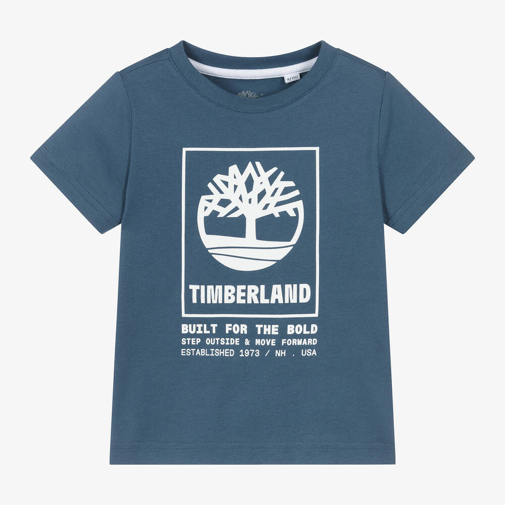 Timberland - Boys Blue Organic Cotton T-Shirt | Childrensalon