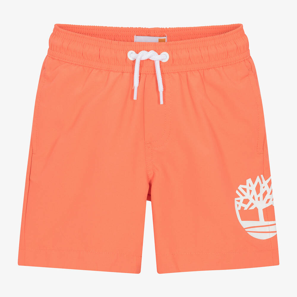 Timberland - Boys Coral Red Tree Swim Shorts | Childrensalon