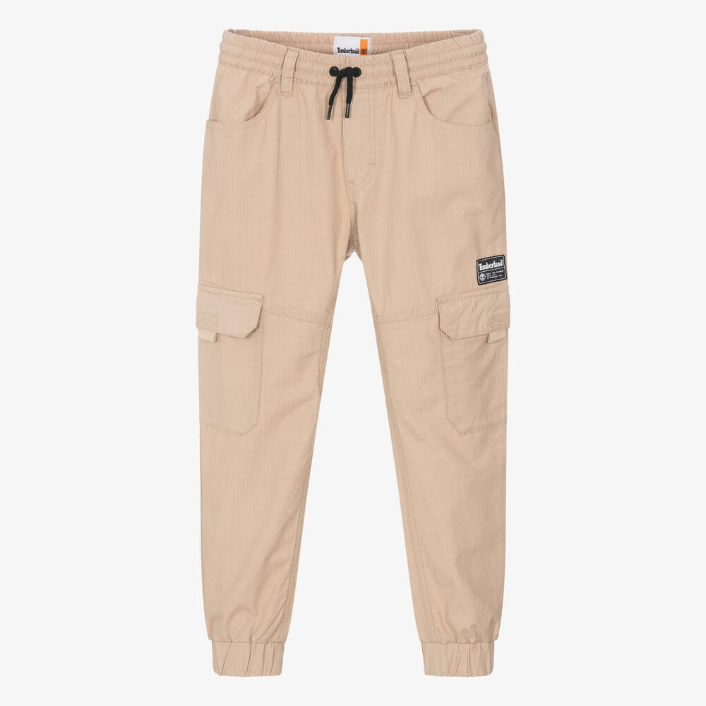 Timberland - Teen Boys Beige Cotton Cargo Trousers | Childrensalon