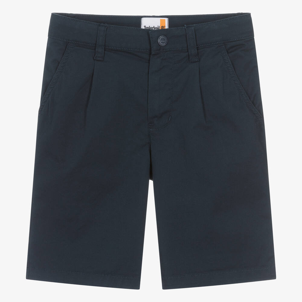 Timberland - Teen Boys Navy Blue Cotton Chino Shorts  | Childrensalon