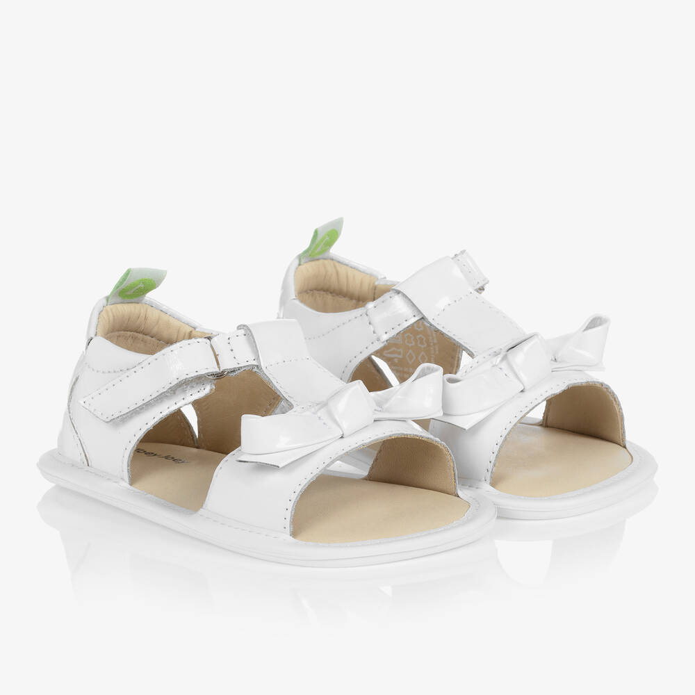 Tip Toey Joey - Weiße Baby-Ledersandalen | Childrensalon