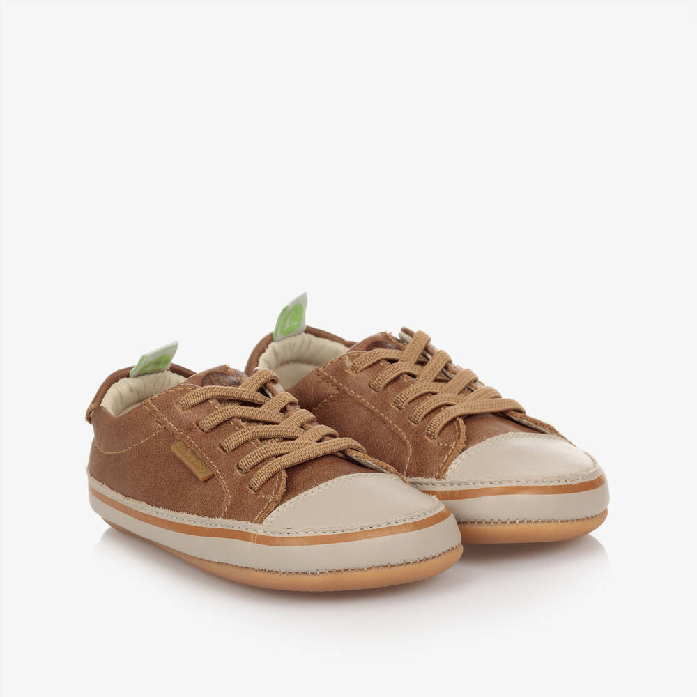 Tip Toey Joey - Baskets marron en cuir Bébé | Childrensalon