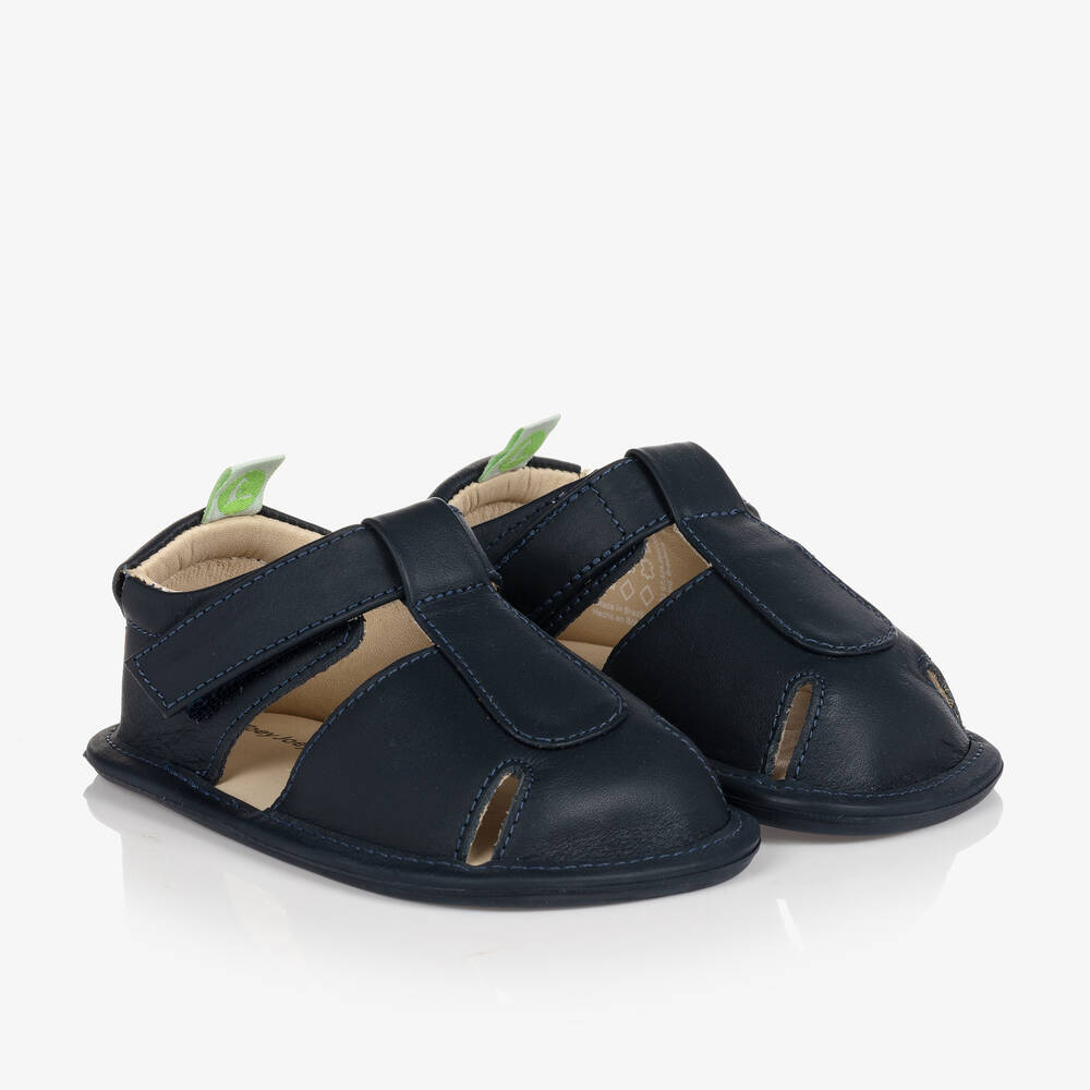 Tip Toey Joey - Navy Blue Leather Baby Sandals | Childrensalon