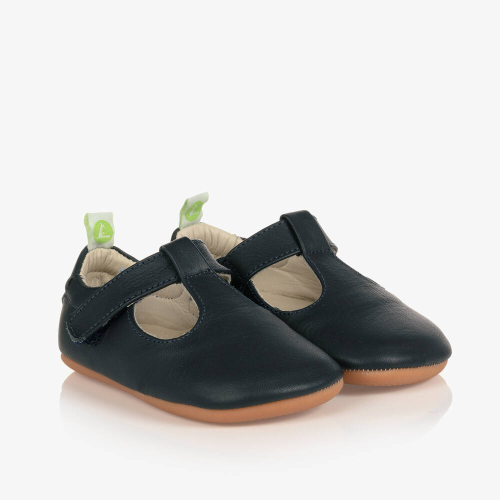 Tip Toey Joey - Navyblaue Baby-Lederschuhe (M)  | Childrensalon