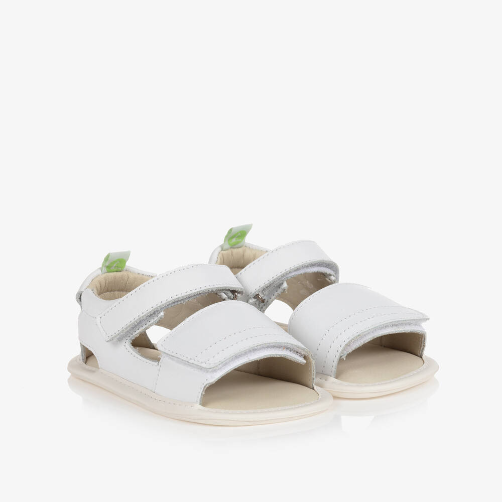 Tip Toey Joey - White Leather Baby Sandals | Childrensalon