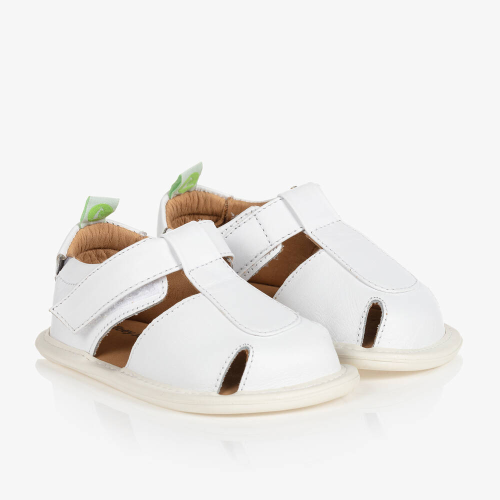 Tip Toey Joey - Weiße Baby-Ledersandalen | Childrensalon