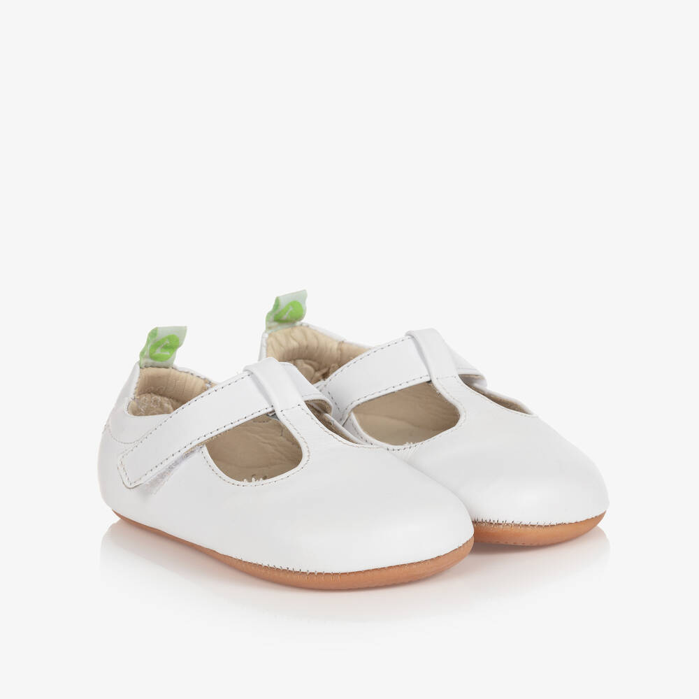 Tip Toey Joey - Weiße Baby-Lederschuhe (M)  | Childrensalon