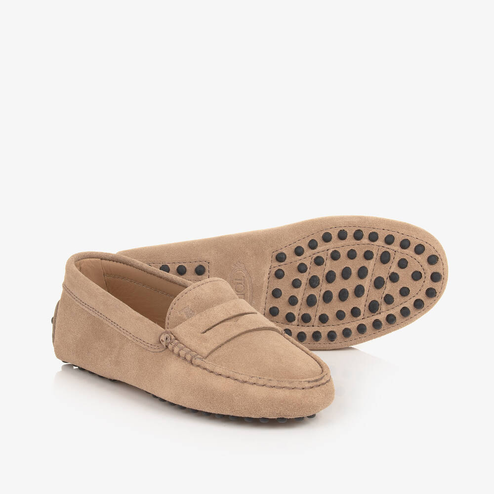 Tod's - Beige Suede Leather Gommino Moccasins | Childrensalon