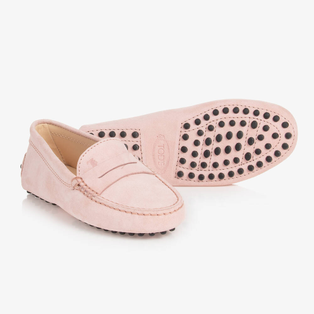 Tod's - Girls Pink Suede Gommino Moccasin Shoes