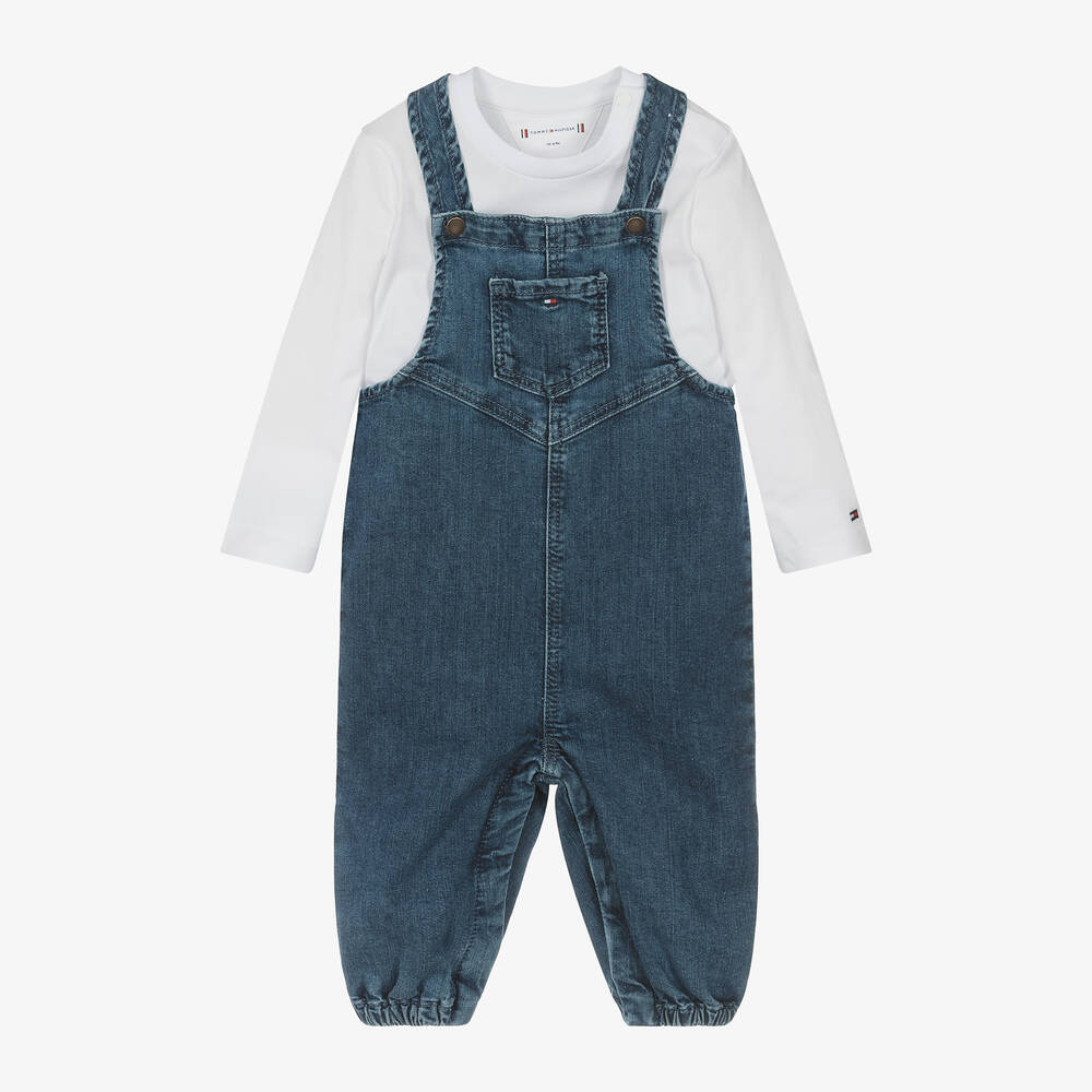 Tommy Hilfiger - Ensemble salopette bleue en jean bébé | Childrensalon