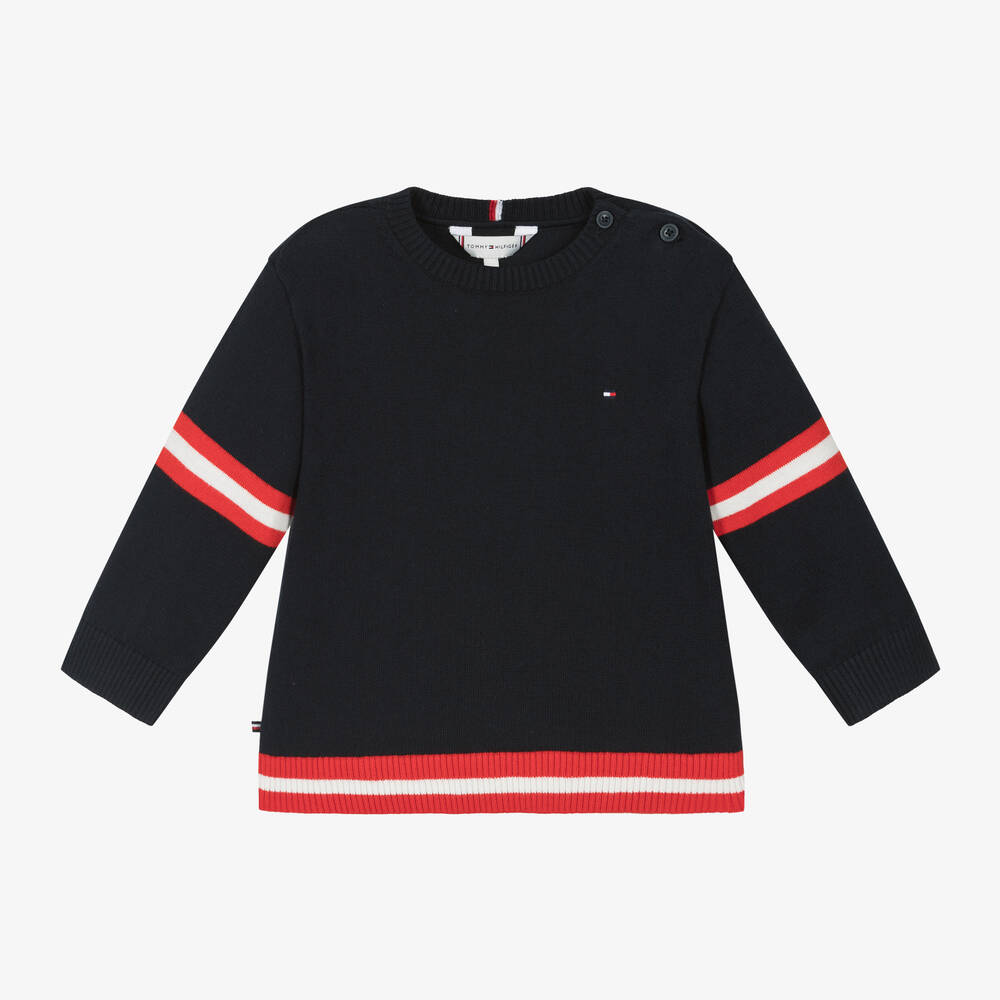 Tommy Hilfiger - Pull bleu marine en coton bébé | Childrensalon