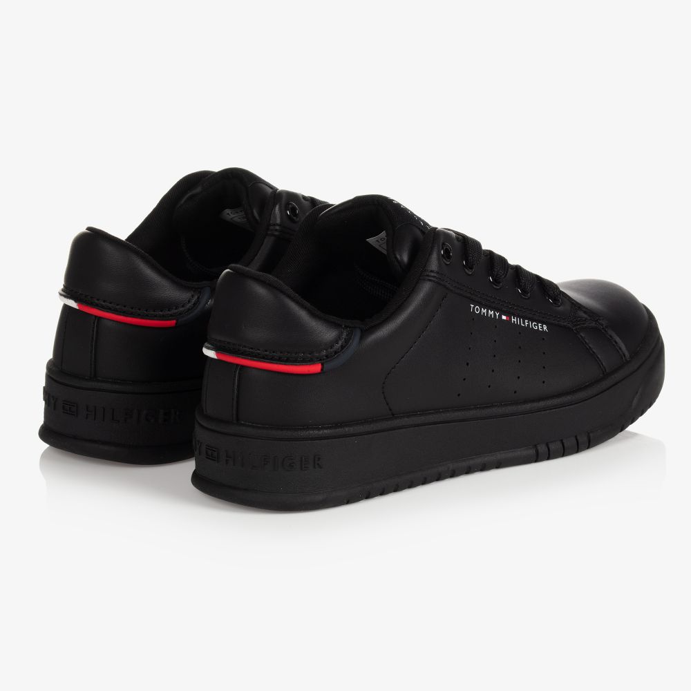 Tommy Hilfiger Black Leather Trainers | Outlet