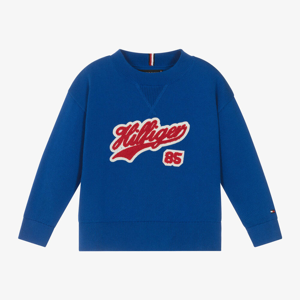 Tommy Hilfiger - Boys Blue Cotton Jumper | Childrensalon