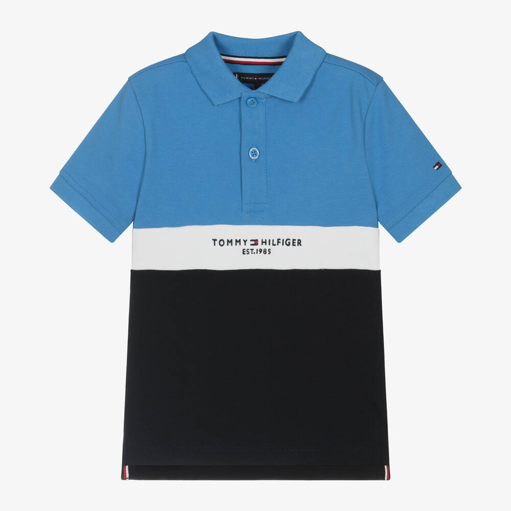 Tommy Hilfiger - Boys Blue Cotton Polo Shirt | Childrensalon