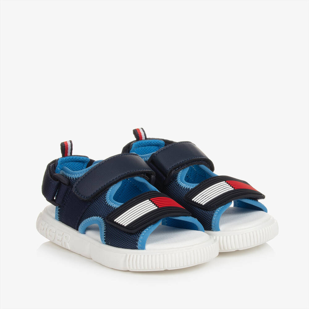 Tommy Hilfiger - Boys Blue Woven Flag Logo Sandals | Childrensalon