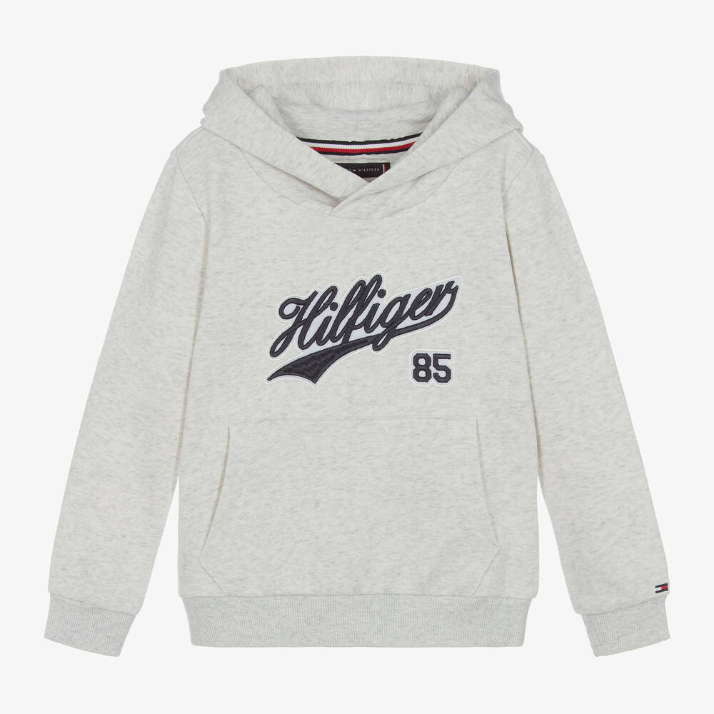 Tommy Hilfiger - Boys Grey Cotton Jersey Hoodie | Childrensalon