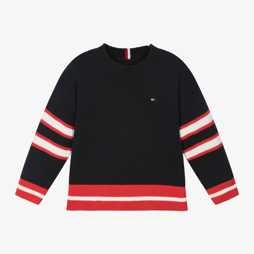 Tommy Hilfiger - Pull bleu marine en coton garçon | Childrensalon