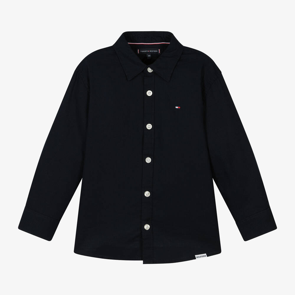 Tommy Hilfiger - Chemise bleue en coton garçon | Childrensalon