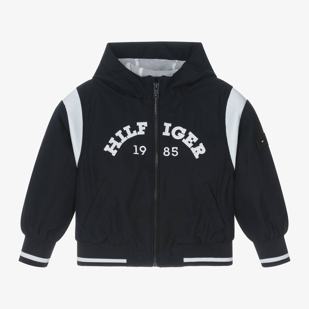 Tommy Hilfiger - Boys Navy Blue Monotype Bomber Jacket | Childrensalon