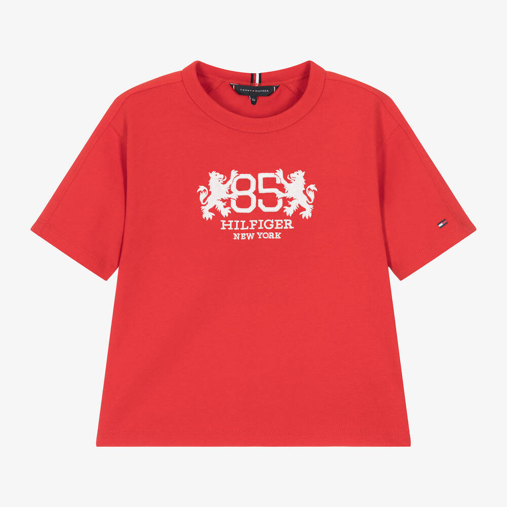 Tommy Hilfiger - Boys Red Cotton T-Shirt | Childrensalon