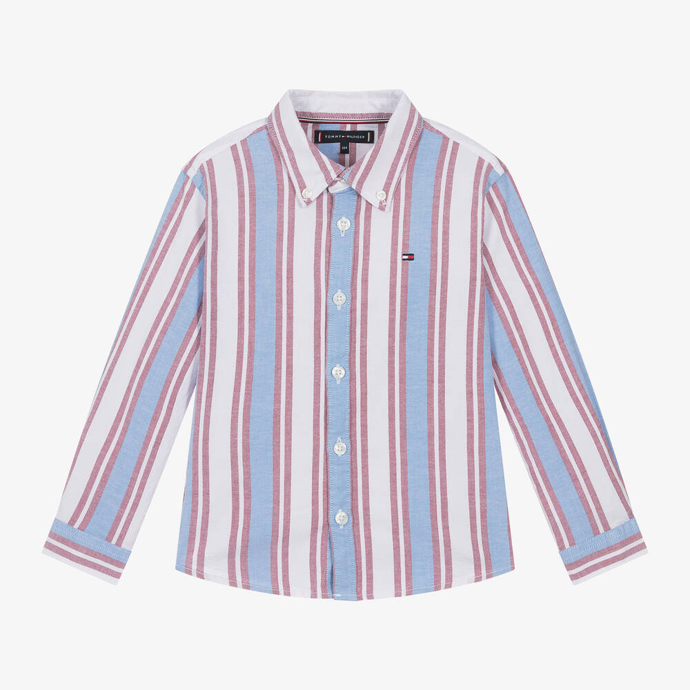 Tommy Hilfiger - Chemise Oxford rayée en coton garçon | Childrensalon