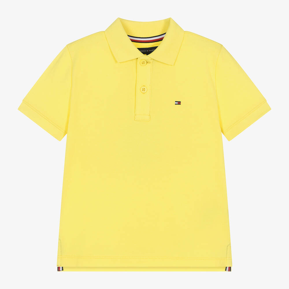 Tommy Hilfiger - Boys Yellow Cotton Polo Shirt | Childrensalon