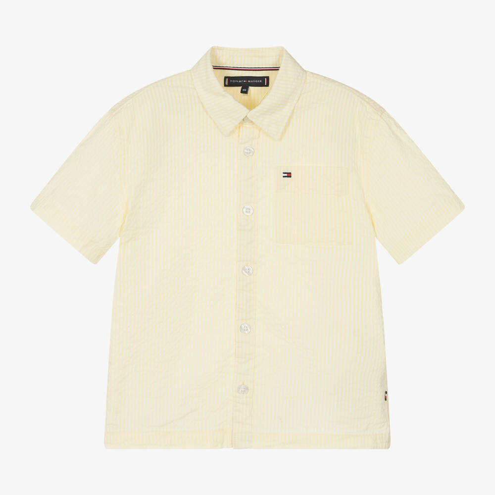 Tommy Hilfiger - Boys Yellow Striped Seersucker Shirt | Childrensalon