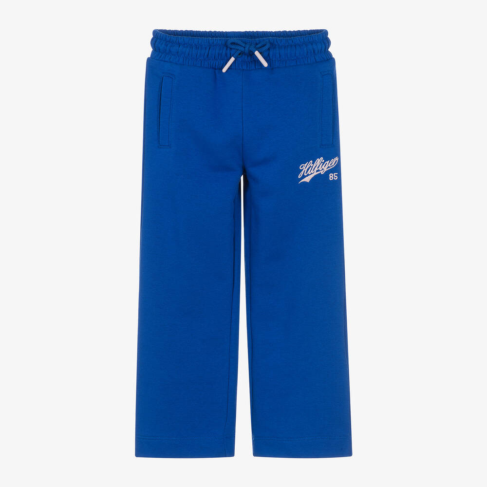 Tommy Hilfiger - Girls Blue Cotton Wide-Leg Joggers | Childrensalon