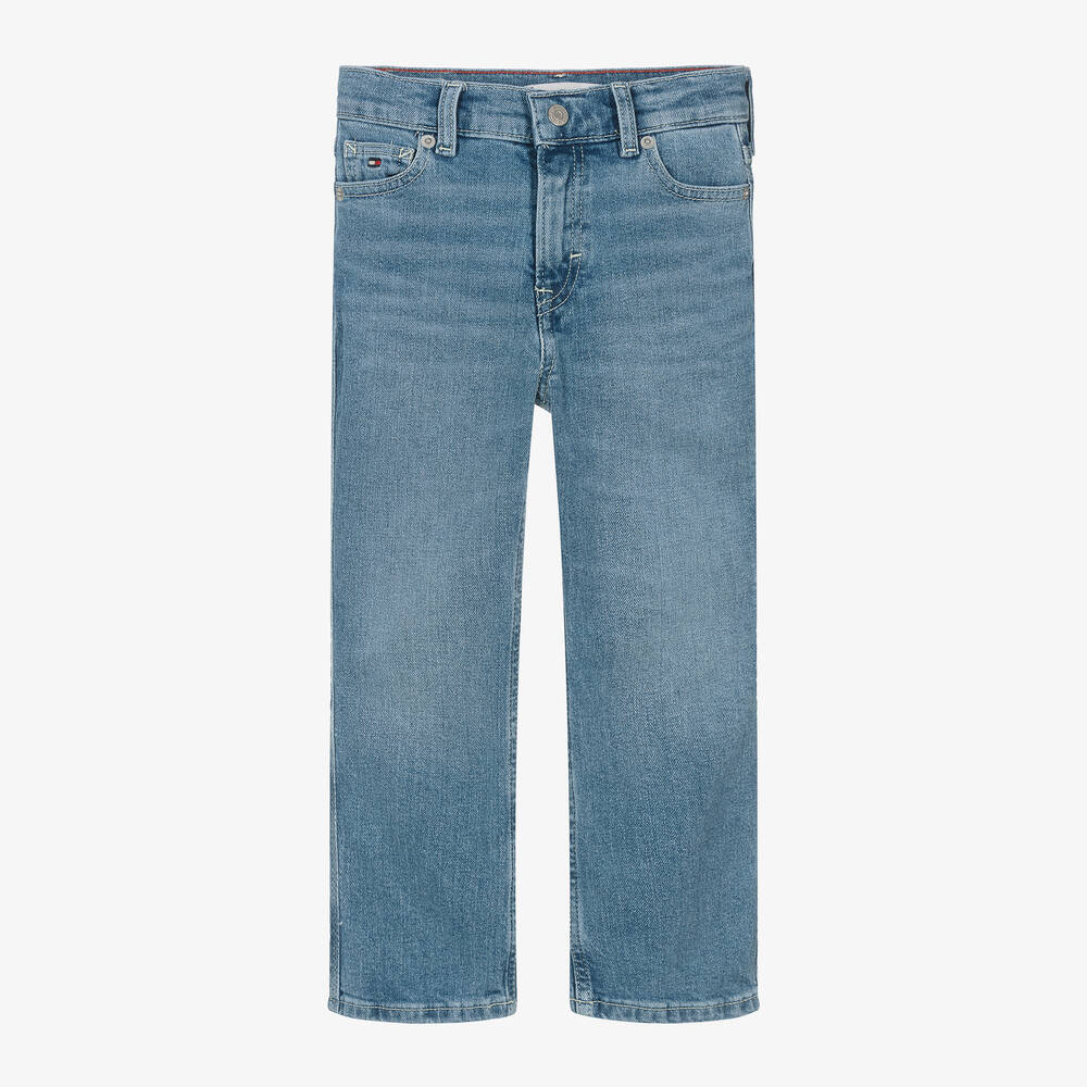 Tommy Hilfiger - Girls Blue Denim Wide-Leg Mabel Jeans | Childrensalon