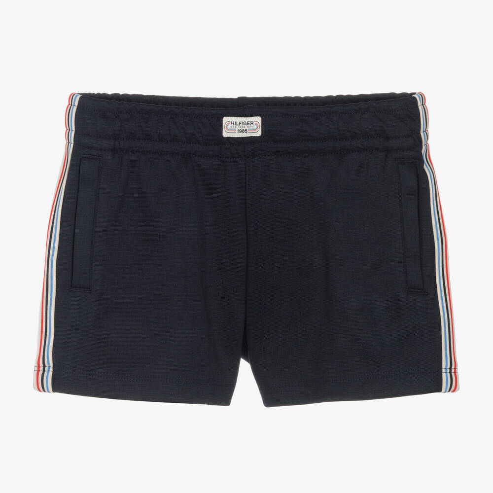 Tommy Hilfiger - Girls Navy Blue Striped Shorts  | Childrensalon