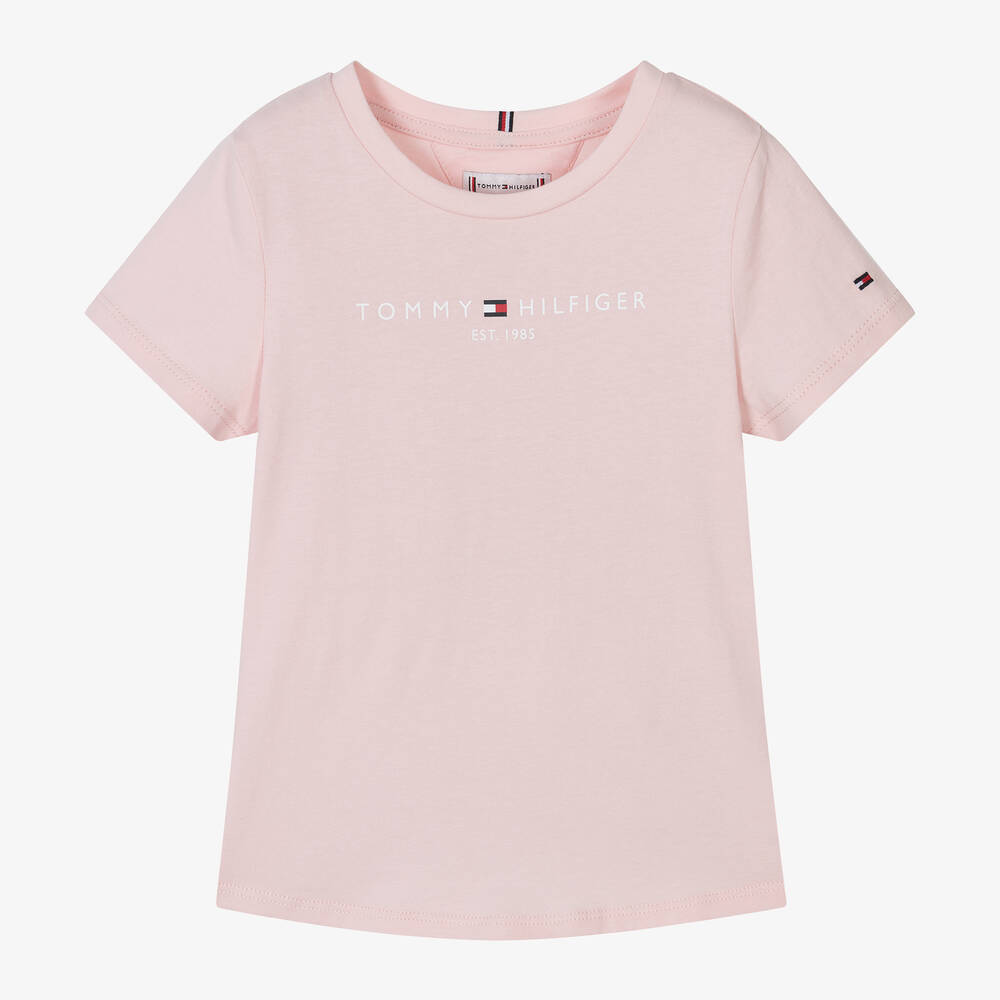 Tommy Hilfiger - Girls Pink Cotton T-Shirt | Childrensalon