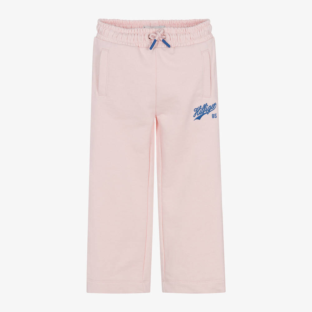 Tommy Hilfiger - Girls Pink Cotton Wide-Leg Joggers | Childrensalon