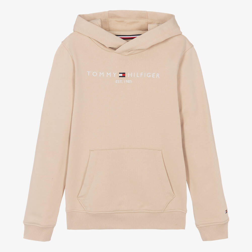 Tommy Hilfiger - Teen Beige Cotton Jersey Embroidered Hoodie | Childrensalon