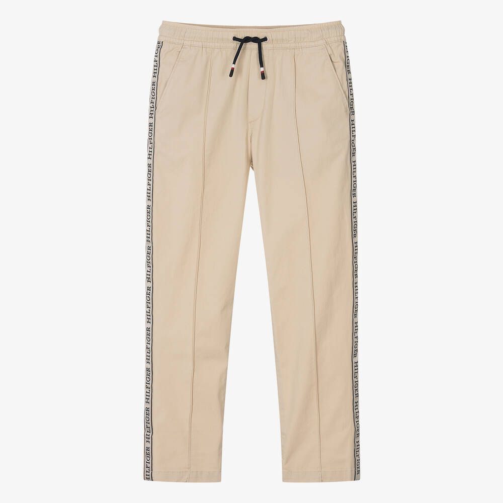 Tommy Hilfiger - Teen Boys Beige Cotton Drawstring Trousers | Childrensalon