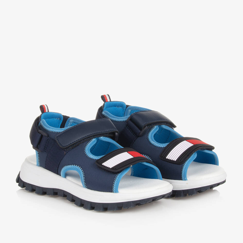 Tommy Hilfiger - Teen Boys Blue Woven Flag Sandals | Childrensalon