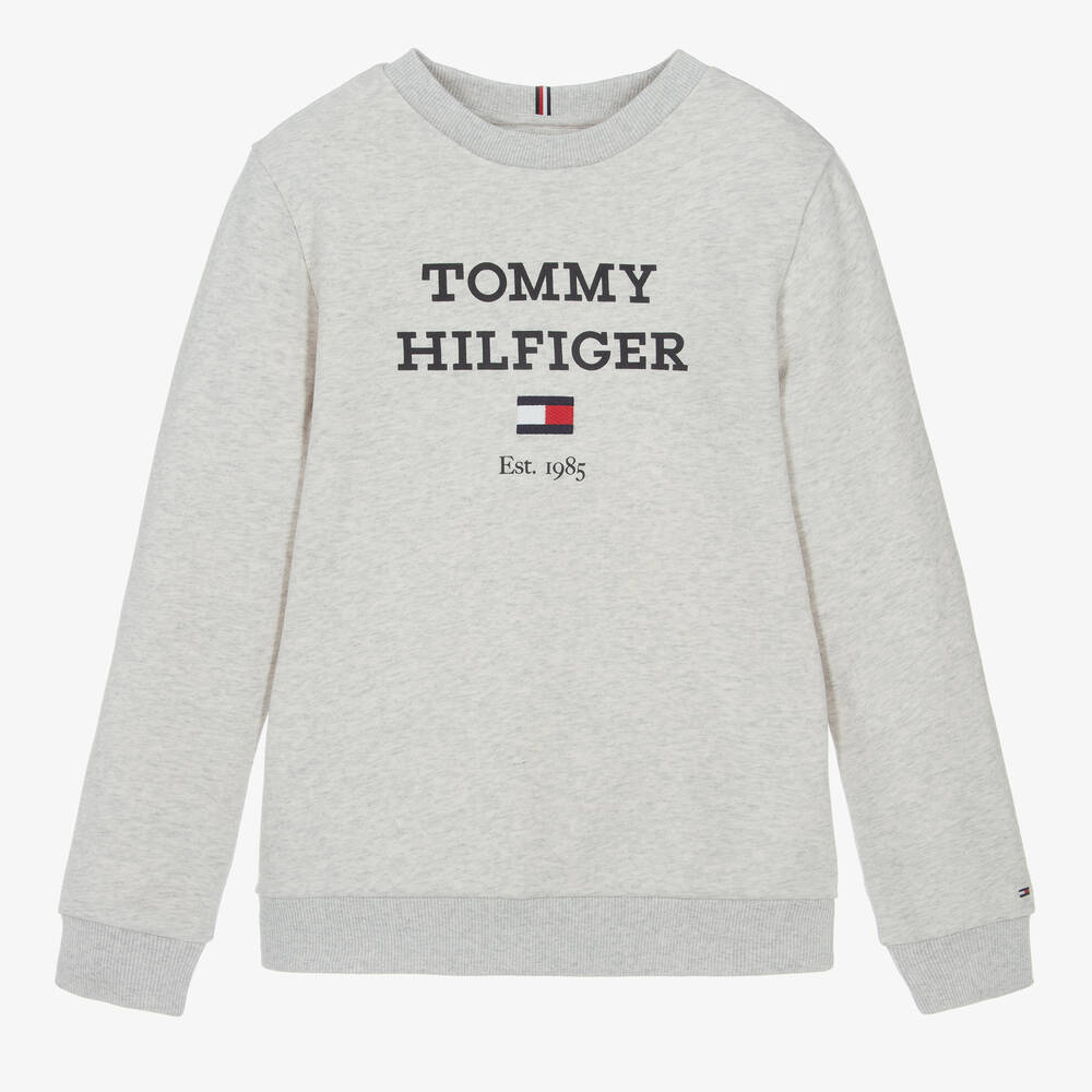 Tommy Hilfiger - Sweat-shirt gris en jersey de coton | Childrensalon