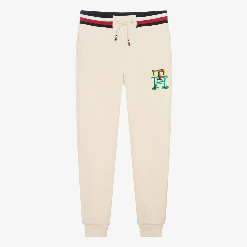 Tommy Hilfiger - Teen Boys Ivory Cotton Monogram Joggers | Childrensalon