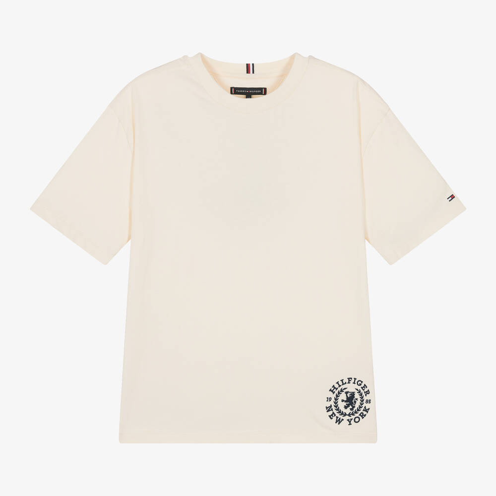 Tommy Hilfiger - Teen Boys Ivory Cotton T-Shirt | Childrensalon