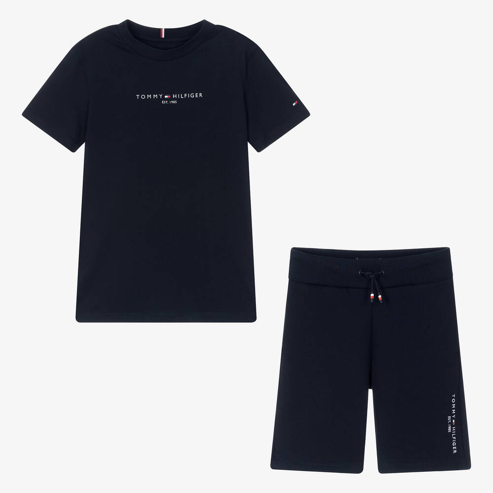 Tommy Hilfiger - Teen Boys Navy Blue Cotton Shorts Set | Childrensalon