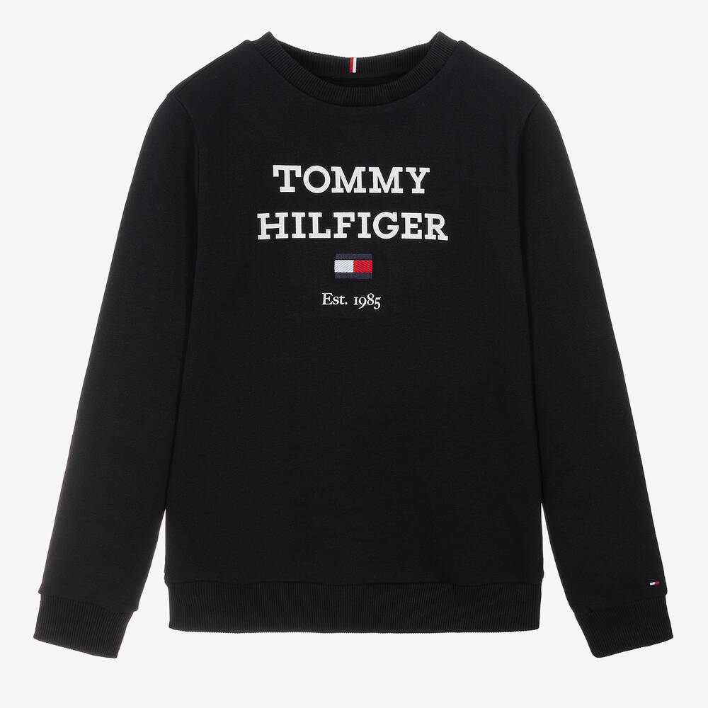 Tommy Hilfiger - Sweat-shirt bleu marine en coton ado garçon | Childrensalon