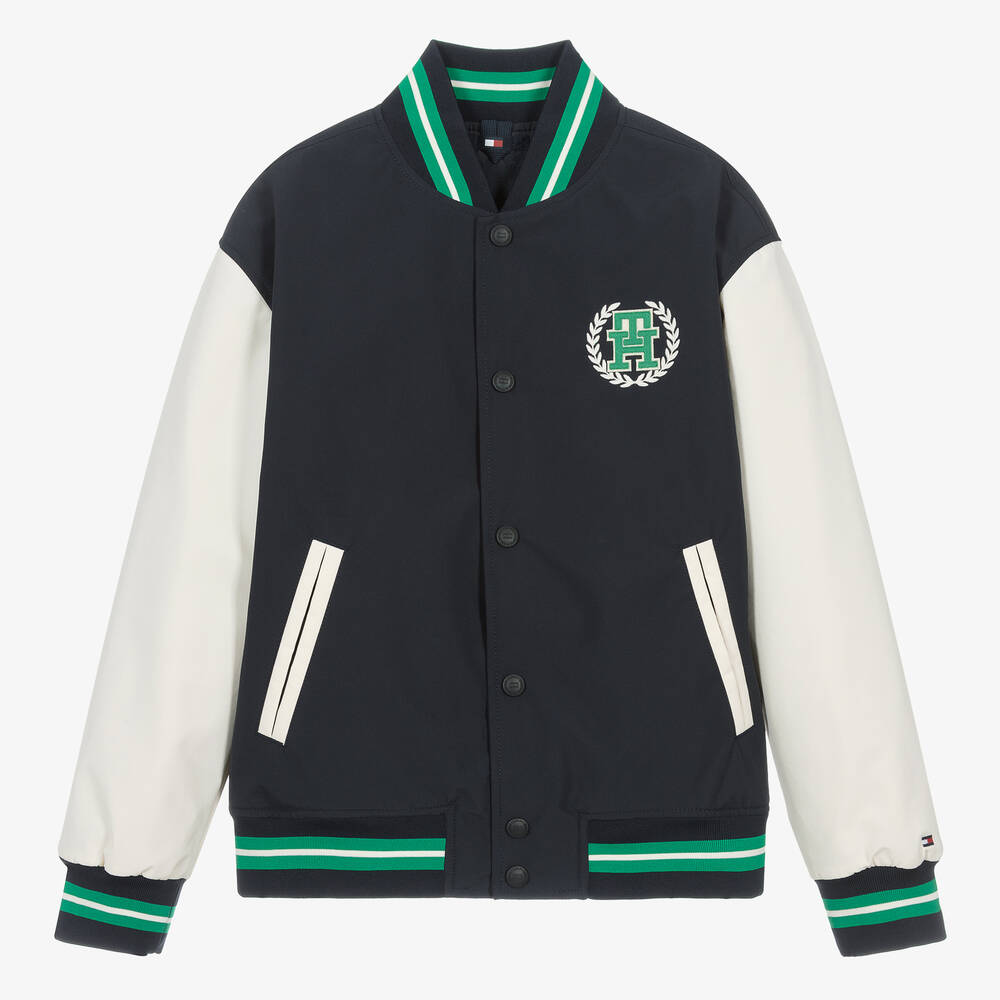 Tommy Hilfiger - Teen Boys Navy Blue Varsity Jacket | Childrensalon