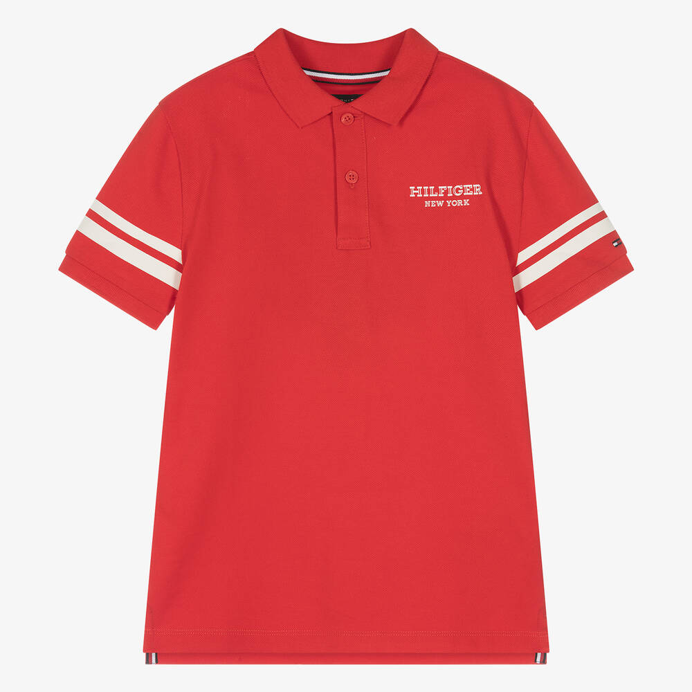 Tommy Hilfiger - Polo rouge en coton ado garçon | Childrensalon