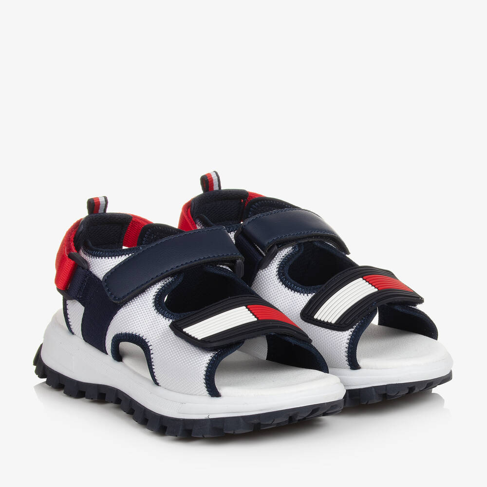 Tommy Hilfiger - Teen Boys White & Blue Flag Sandals | Childrensalon