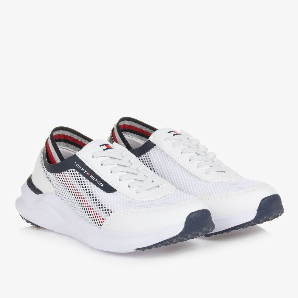 Tommy Hilfiger - Teen Boys White Mesh Slip-On Trainers | Childrensalon