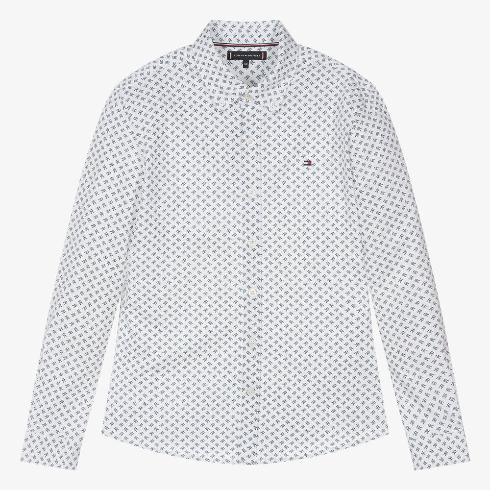 Tommy Hilfiger - Chemise coton blanc à monogrammes | Childrensalon