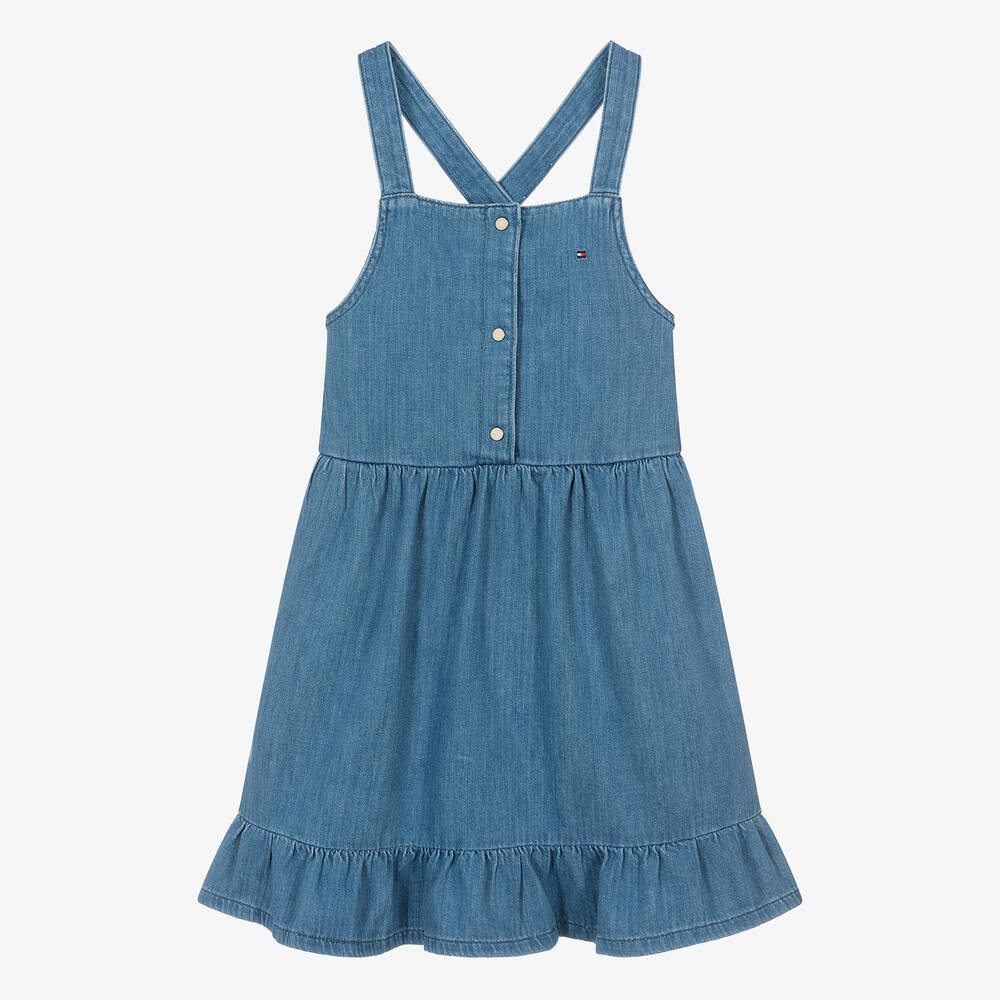 Tommy Hilfiger - Teen Girls Blue Denim Pinafore Dress | Childrensalon