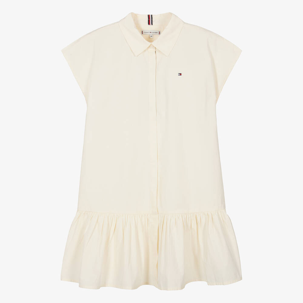 Tommy Hilfiger - Robe-chemise ivoire en coton ado | Childrensalon