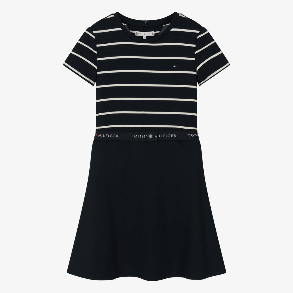 Tommy Hilfiger - Teen Girls Navy Blue Jersey Skater Dress | Childrensalon