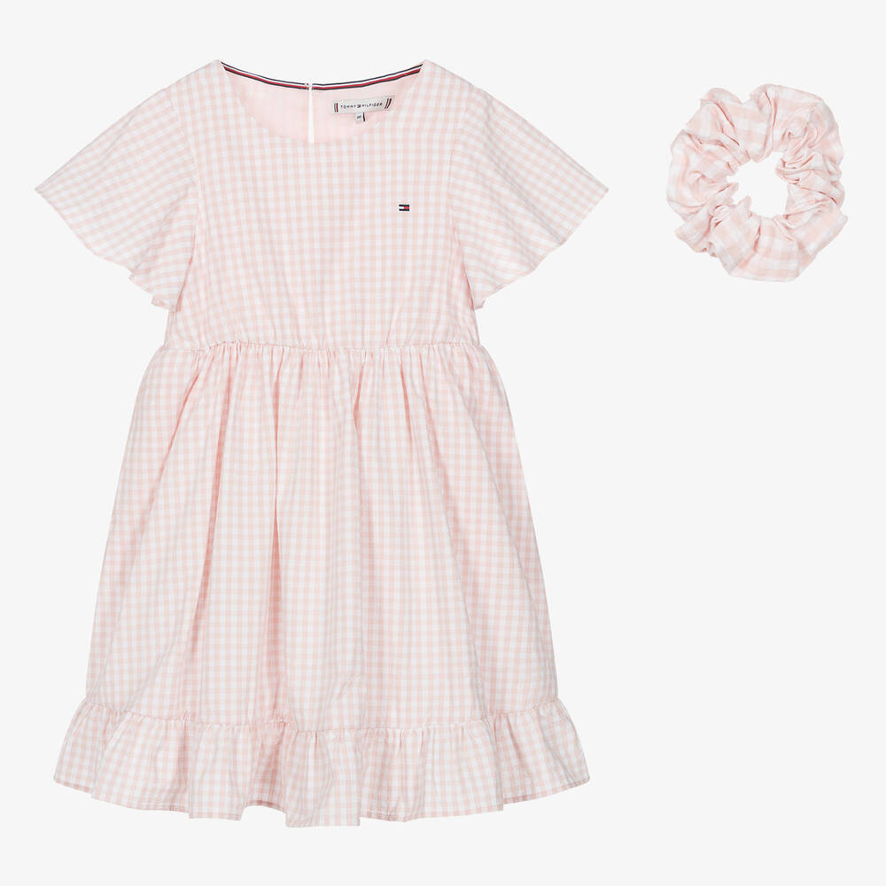 Tommy Hilfiger - Teen Girls Pink Gingham Cotton Dress Set | Childrensalon