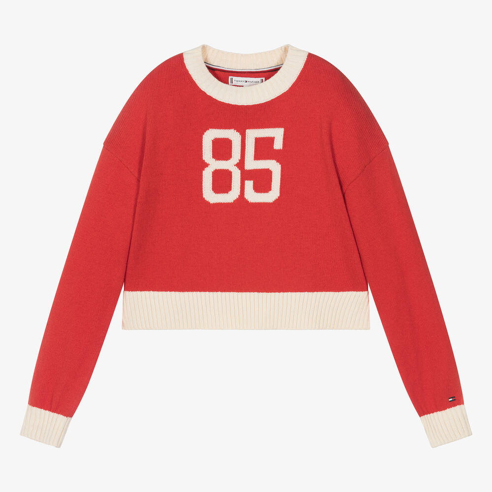 Tommy Hilfiger - Pull rouge en coton 85 ado fille | Childrensalon